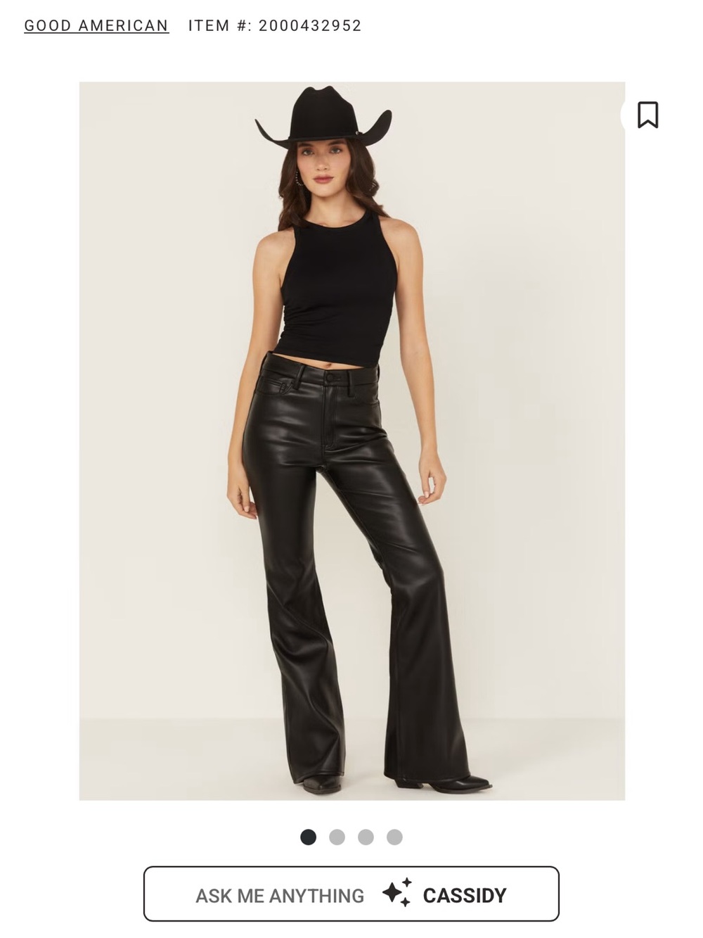 Good American Black Faux Leather Boot Cut Pants